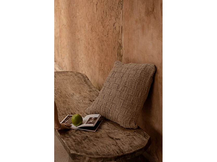 La Housse de Coussin Linen Damier - Naturel