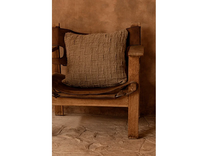 La Housse de Coussin Linen Damier - Naturel