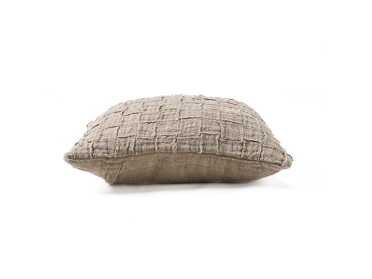 La Housse de Coussin Linen Damier - Naturel