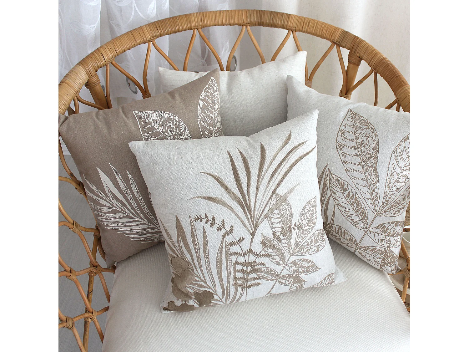 Lot de 2 Coussins déhoussables, carré 40x40cm, Collection Natura, CMADECO - Beige