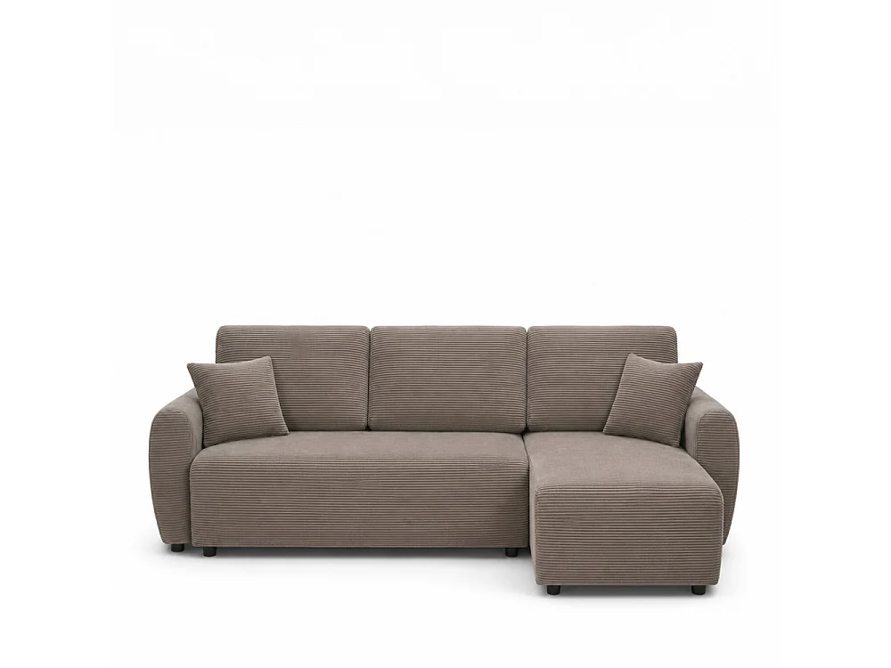 Jul - Canapé d'angle convertible réversible 4 places en velours côtelé - Taupe