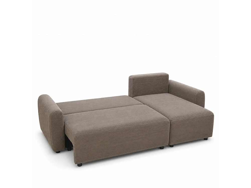 Jul - Canapé d'angle convertible réversible 4 places en velours côtelé - Taupe