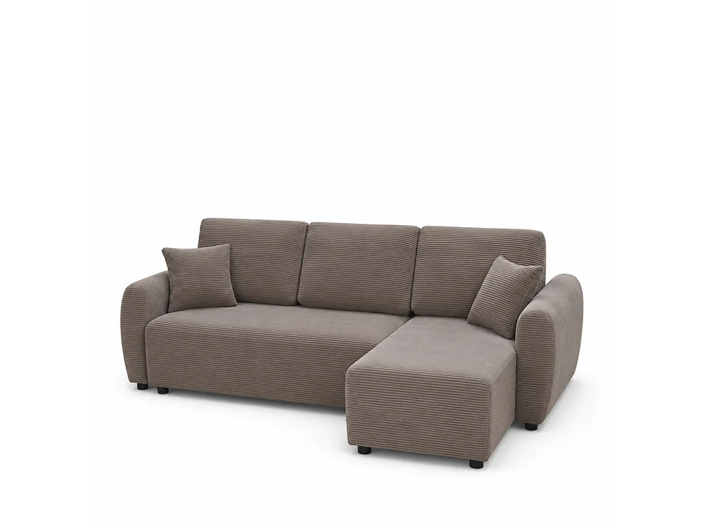 Jul - Canapé d'angle convertible réversible 4 places en velours côtelé - Taupe
