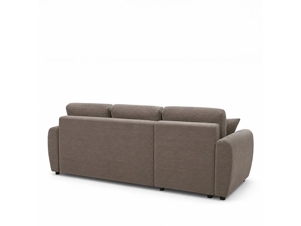 Jul - Canapé d'angle convertible réversible 4 places en velours côtelé - Taupe