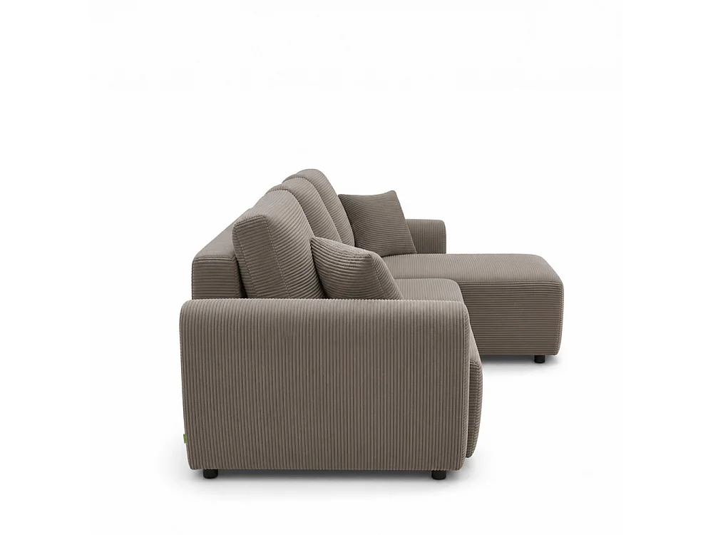 Jul - Canapé d'angle convertible réversible 4 places en velours côtelé - Taupe