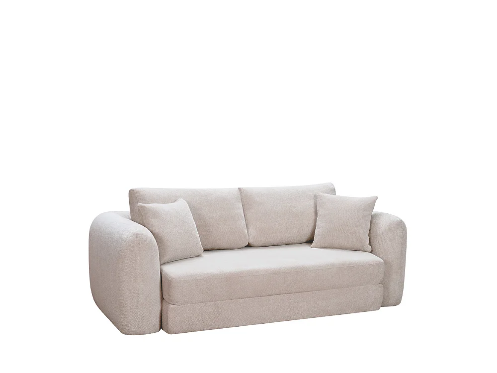 Lou - Canapé convertible compressé 3 places en tissu - Beige