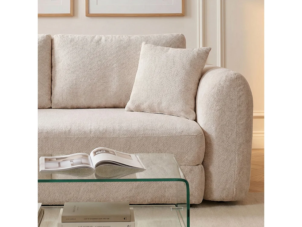 Canapé convertible 3 places en tissu beige LOU