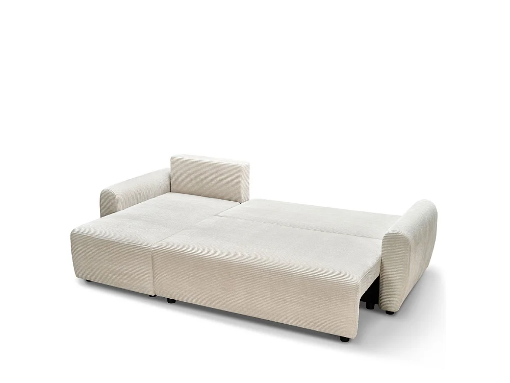 Jul - Canapé d'angle convertible réversible 4 places en velours côtelé - Beige