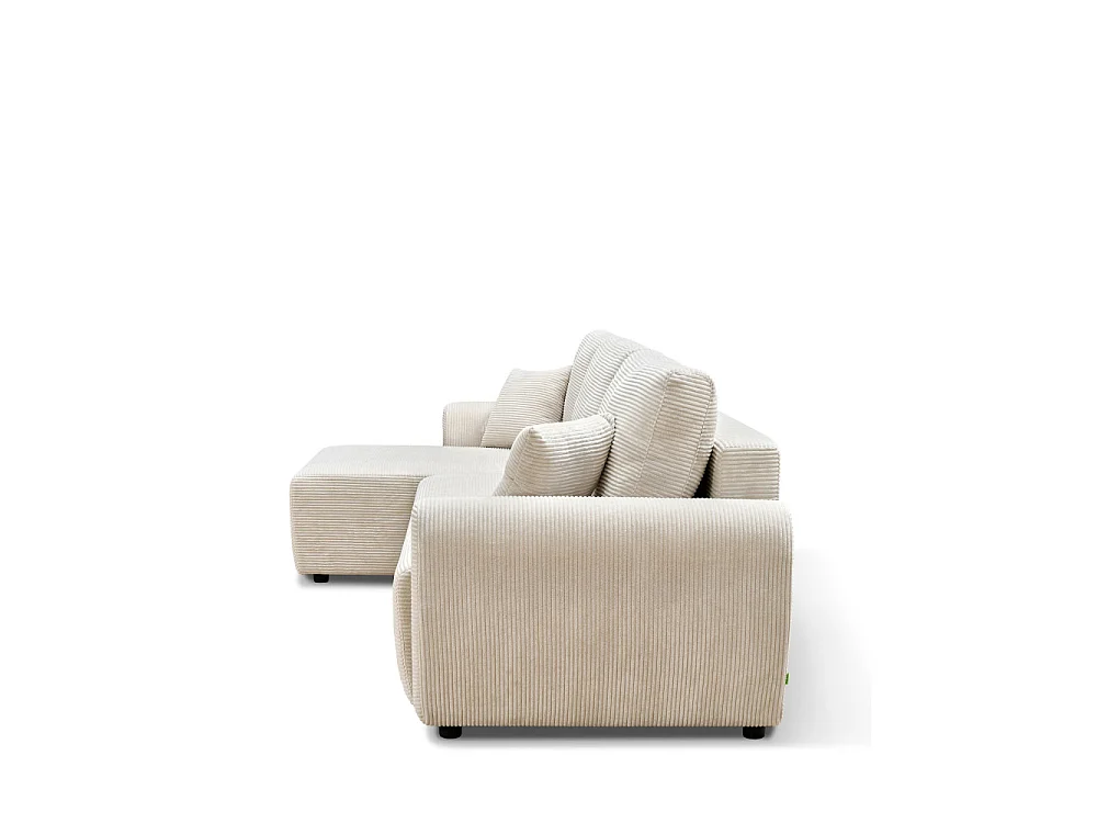 Jul - Canapé d'angle convertible réversible 4 places en velours côtelé - Beige