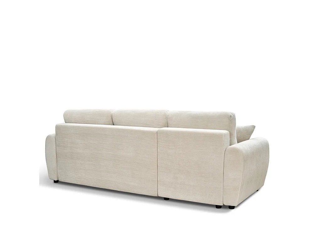 Jul - Canapé d'angle convertible réversible 4 places en velours côtelé - Beige