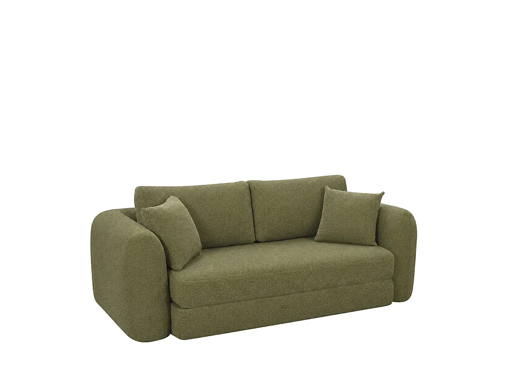 Lou - Canapé convertible compressé 3 places en tissu - Vert