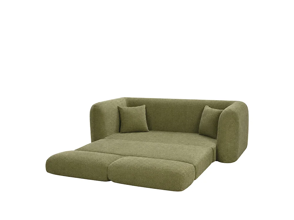 Lou - Canapé convertible compressé 3 places en tissu - Vert