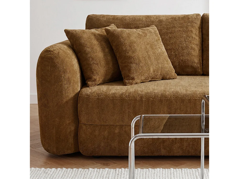 Canapé convertible 3 places en tissu bronze LOU