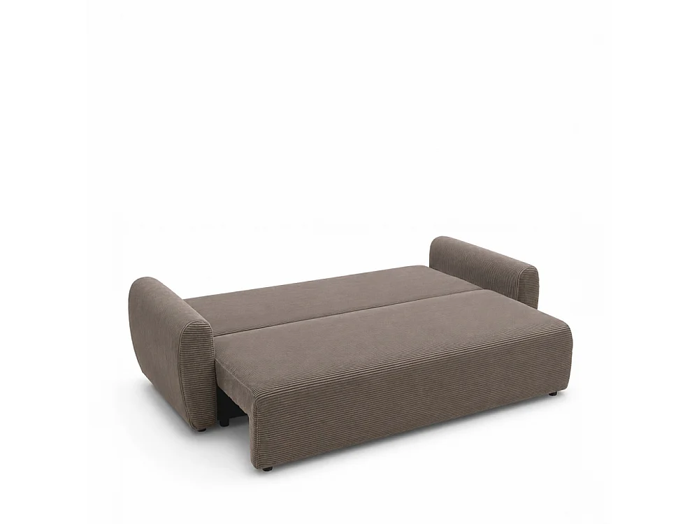 Jul - Canapé convertible 3 places en velours côtelé - Taupe