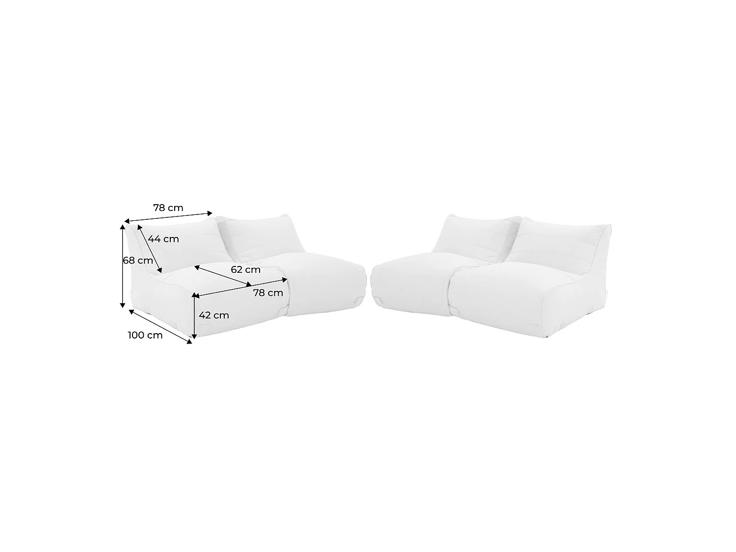 Set 4 puff da esterno in olefina, beige