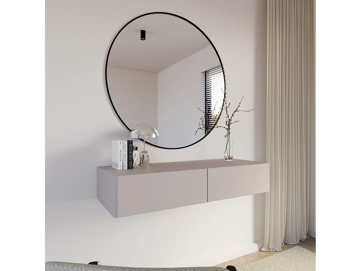 Hangende kaptafel Olio met 2 lades, kasjmier, 110cm