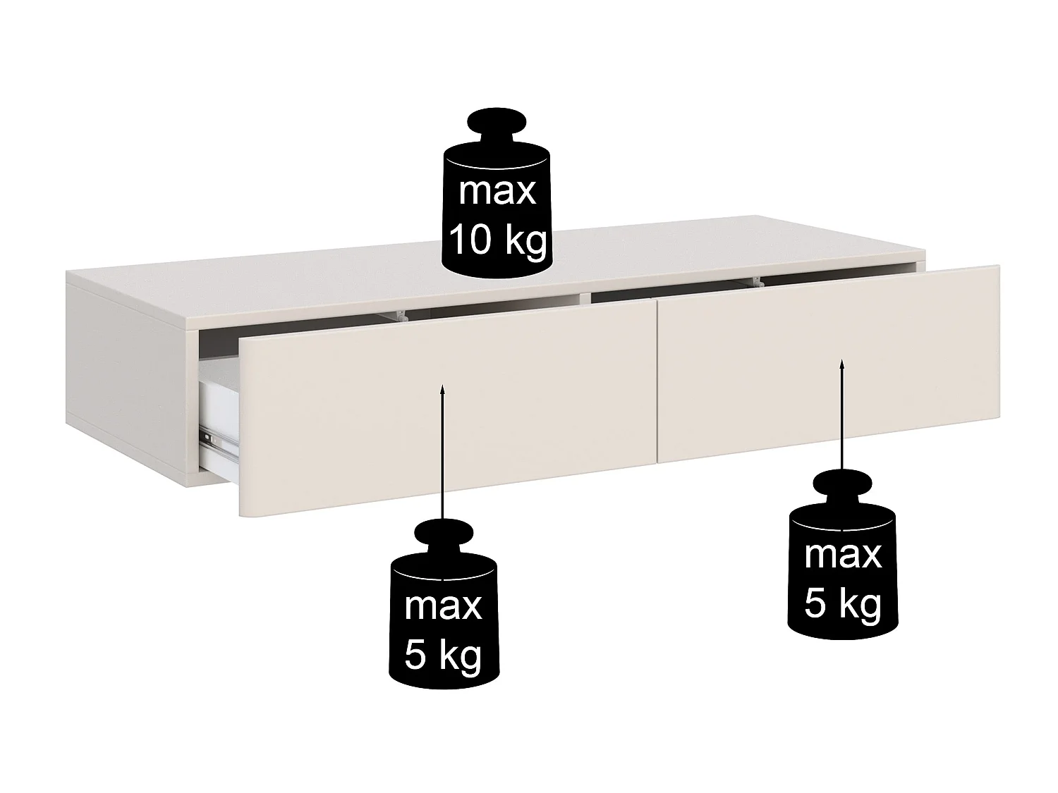 Hangende kaptafel Olio met 2 lades, kasjmier, 110cm