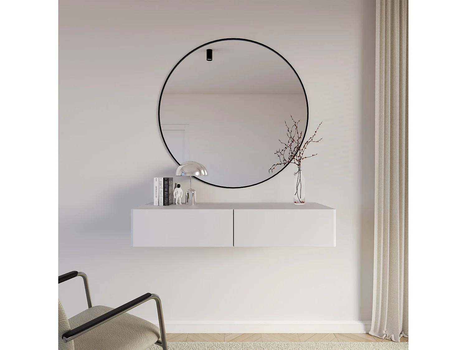 Hangende kaptafel Olio met 2 lades, wit, 110cm