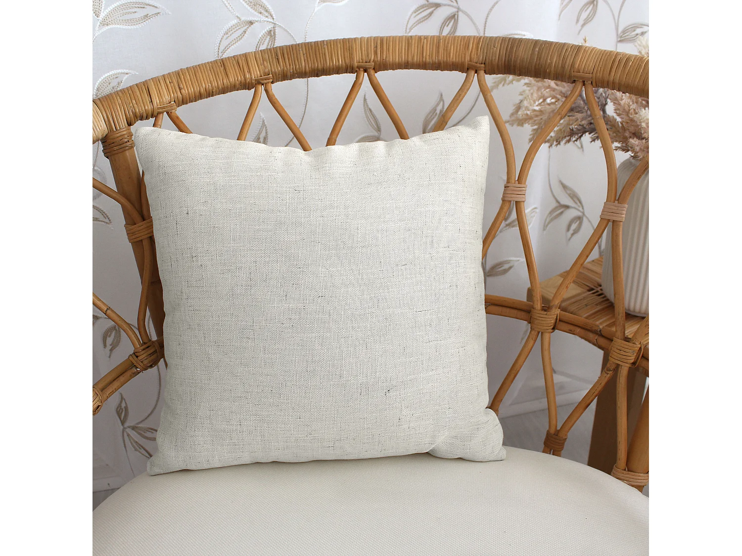 Lot de 2 Coussins déhoussables, carré 40x40cm, Collection Natura, CMADECO - Blanc