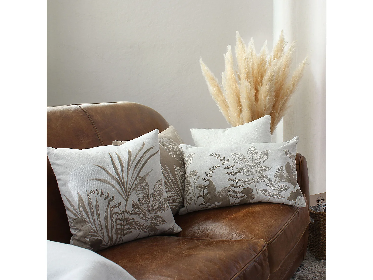 Lot de 2 Coussins déhoussables, carré 40x40cm, Collection Natura, CMADECO - Blanc