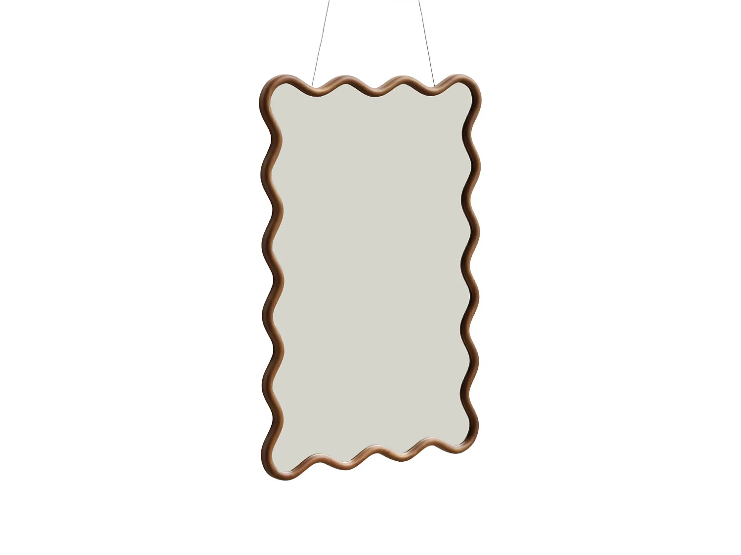 Espejo orgánico de madera de hevea, 92,5cm nogal