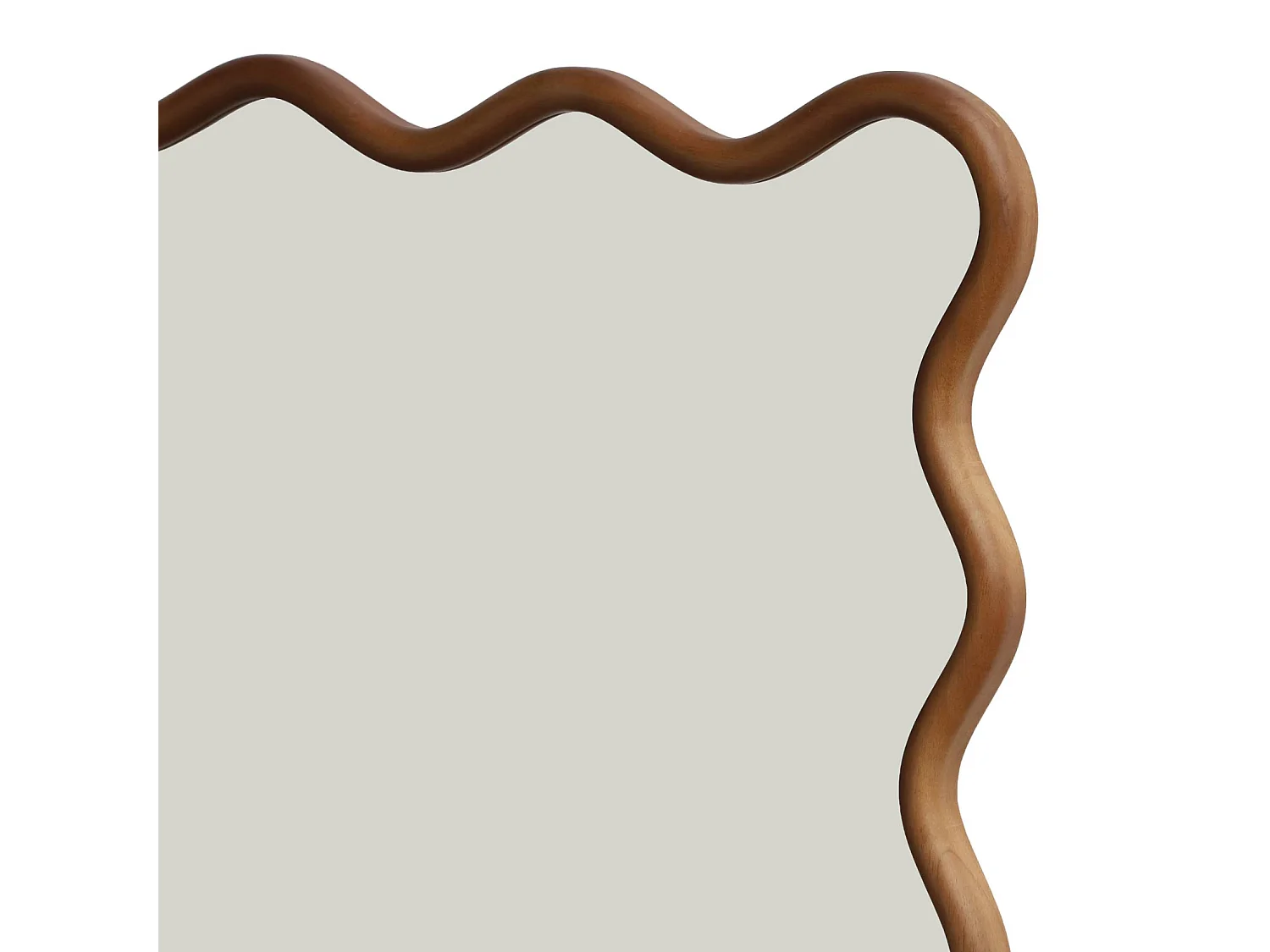 Espejo orgánico de madera de hevea, 92,5cm nogal