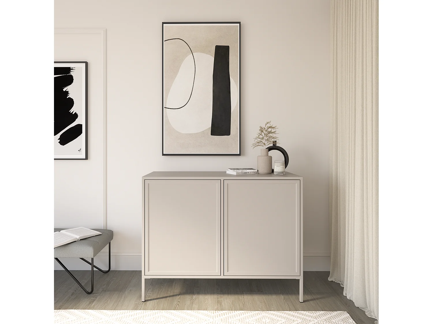 Buffet 2 portes – VELVETO – 100 cm – Gris cachemire