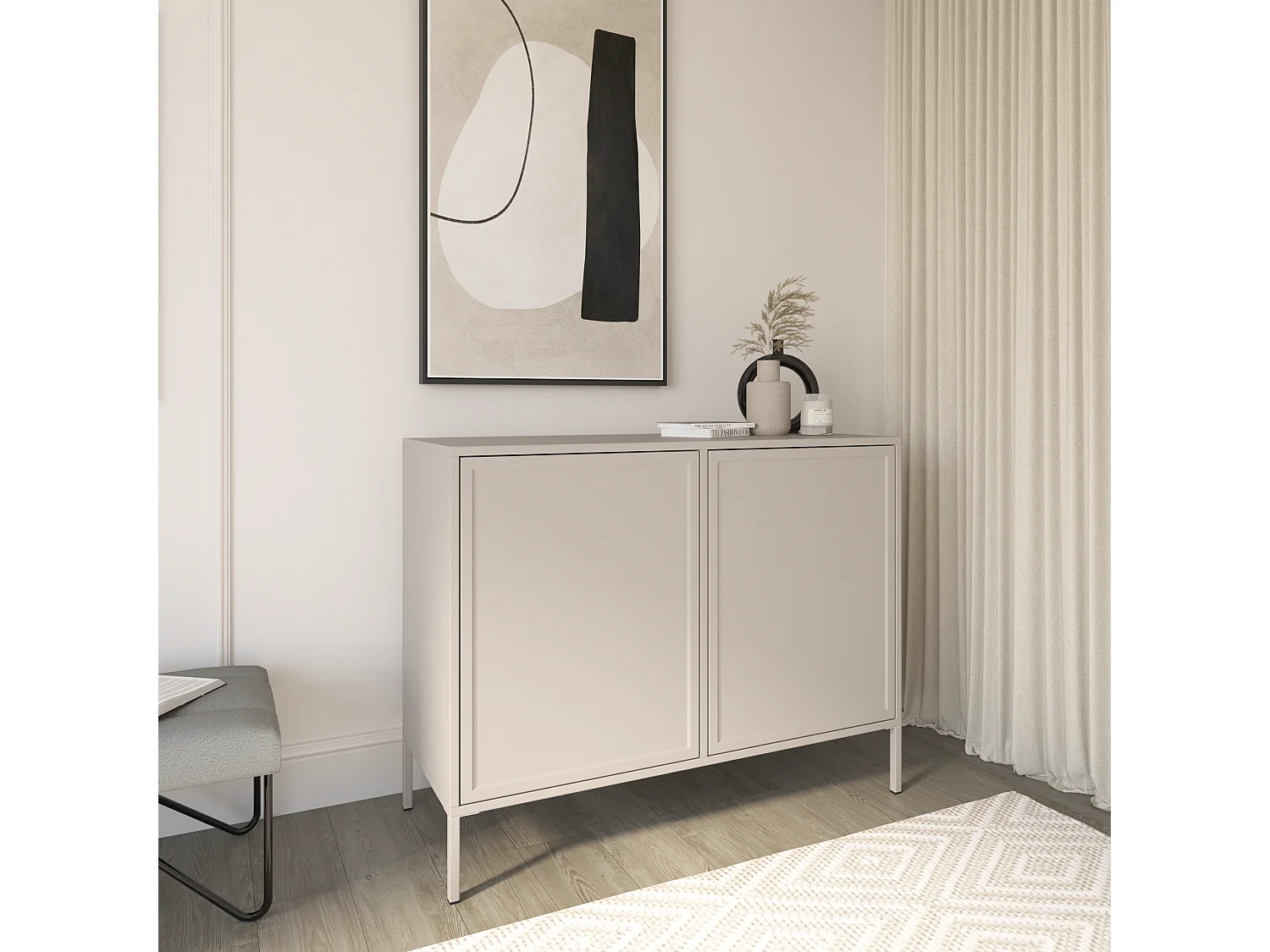 Buffet 2 portes – VELVETO – 100 cm – Gris cachemire