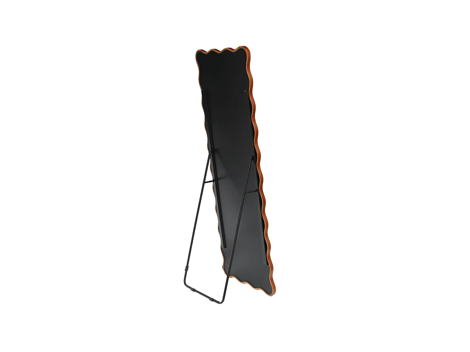 Miroir sur pied organique bois d'hévéa pied en acier 172cm noyer - Cauline