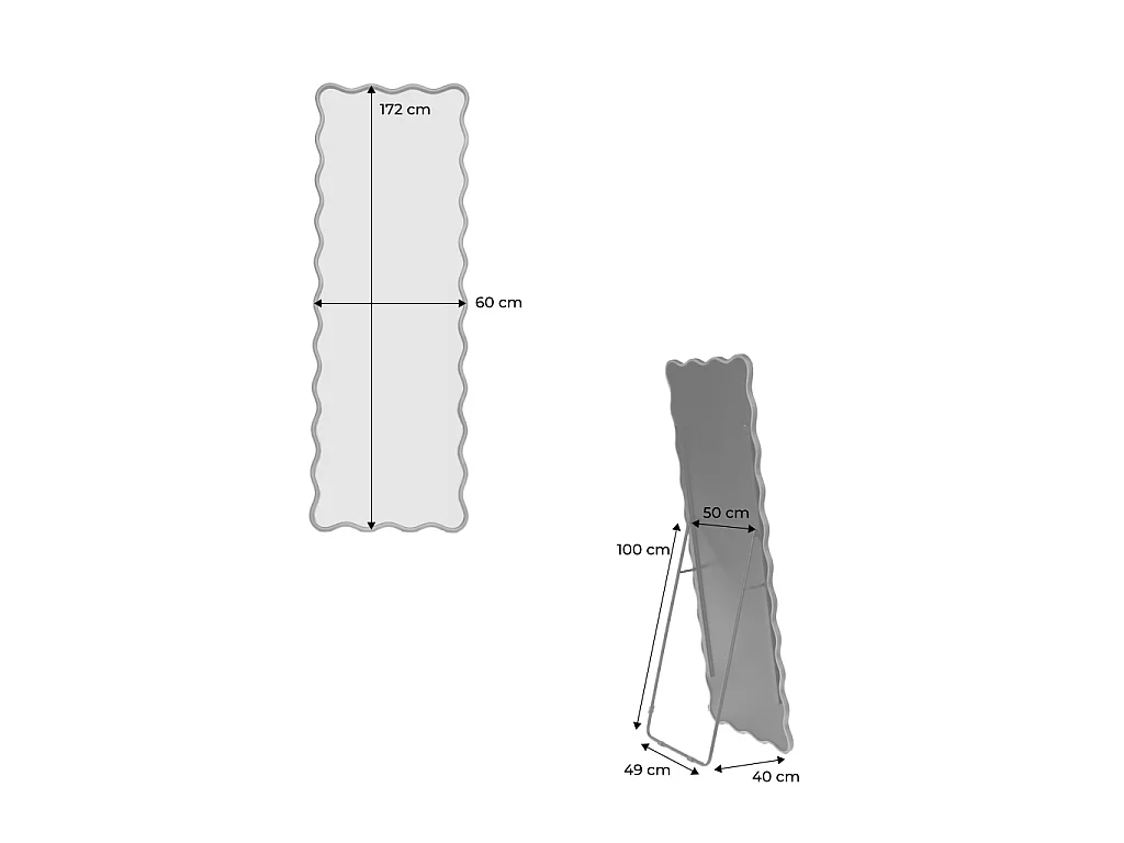 Miroir sur pied organique bois d'hévéa pied en acier 172cm noyer - Cauline