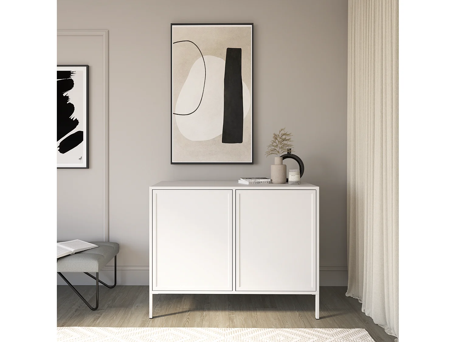 Buffet 2 portes – VELVETO – 100 cm – Blanc