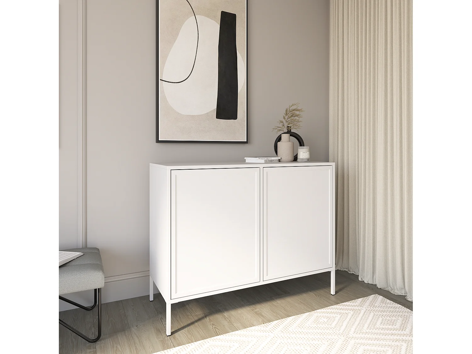 Buffet 2 portes – VELVETO – 100 cm – Blanc