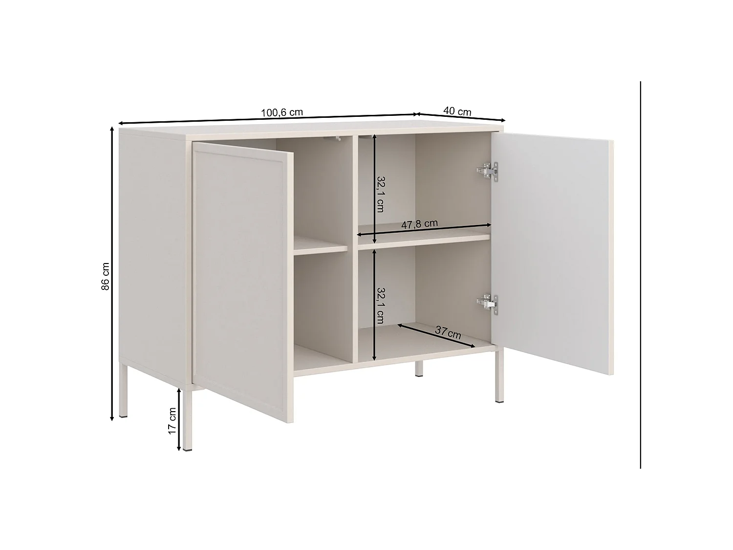 Buffet 2 portes – VELVETO – 100 cm – Noir