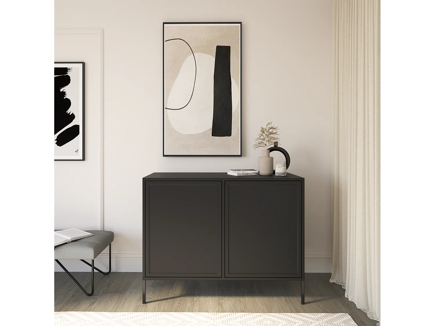Buffet 2 portes – VELVETO – 100 cm – Noir