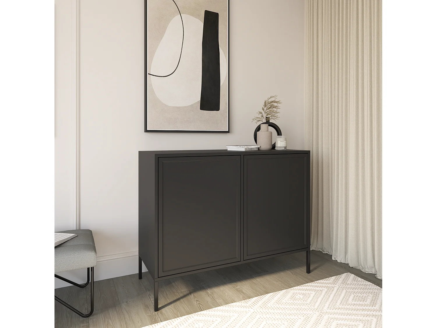 Buffet 2 portes – VELVETO – 100 cm – Noir