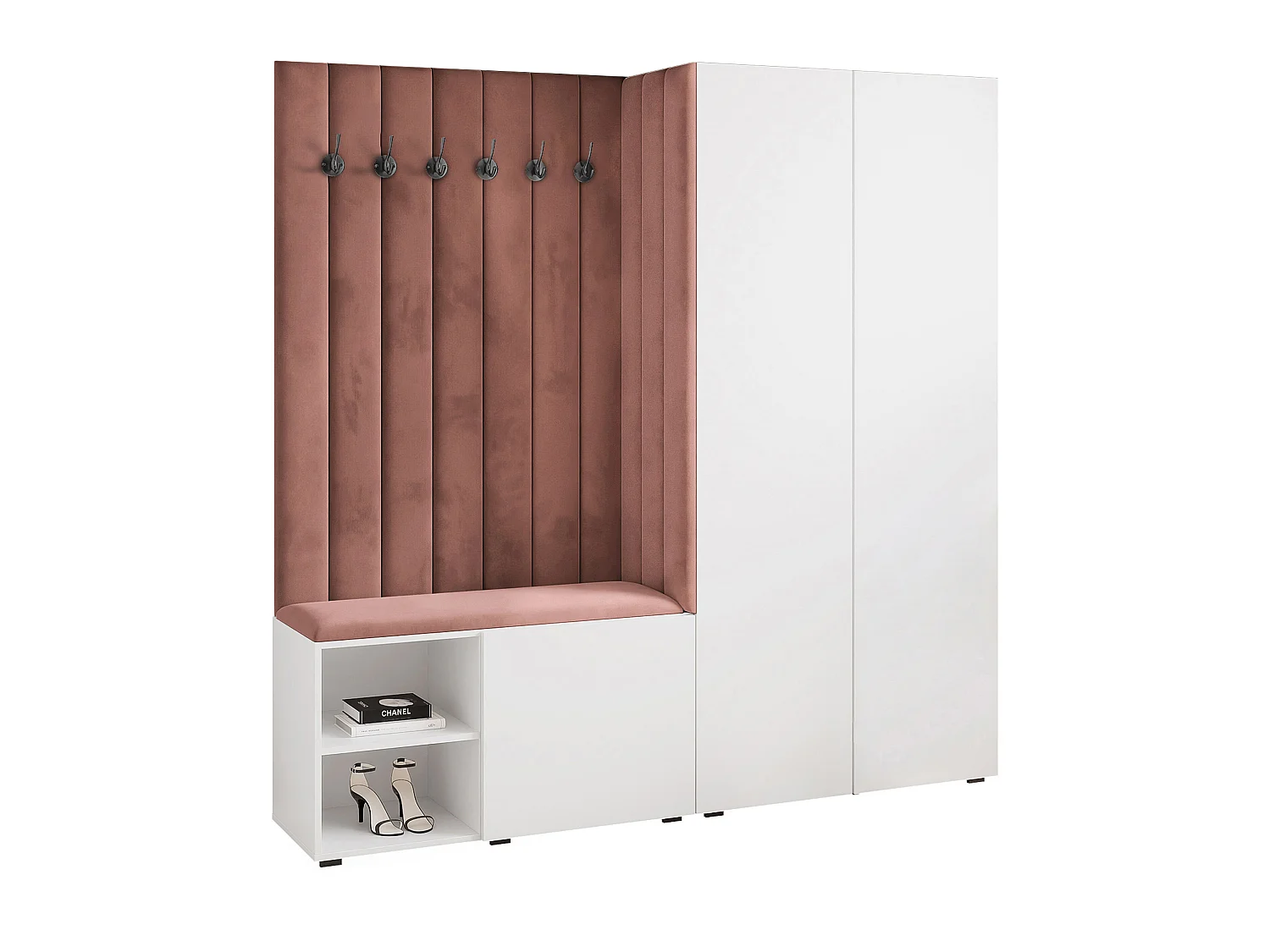 Garderobe Aria 190 cm Weiß Gepolstert Rost Soft-Close Push-to-Open