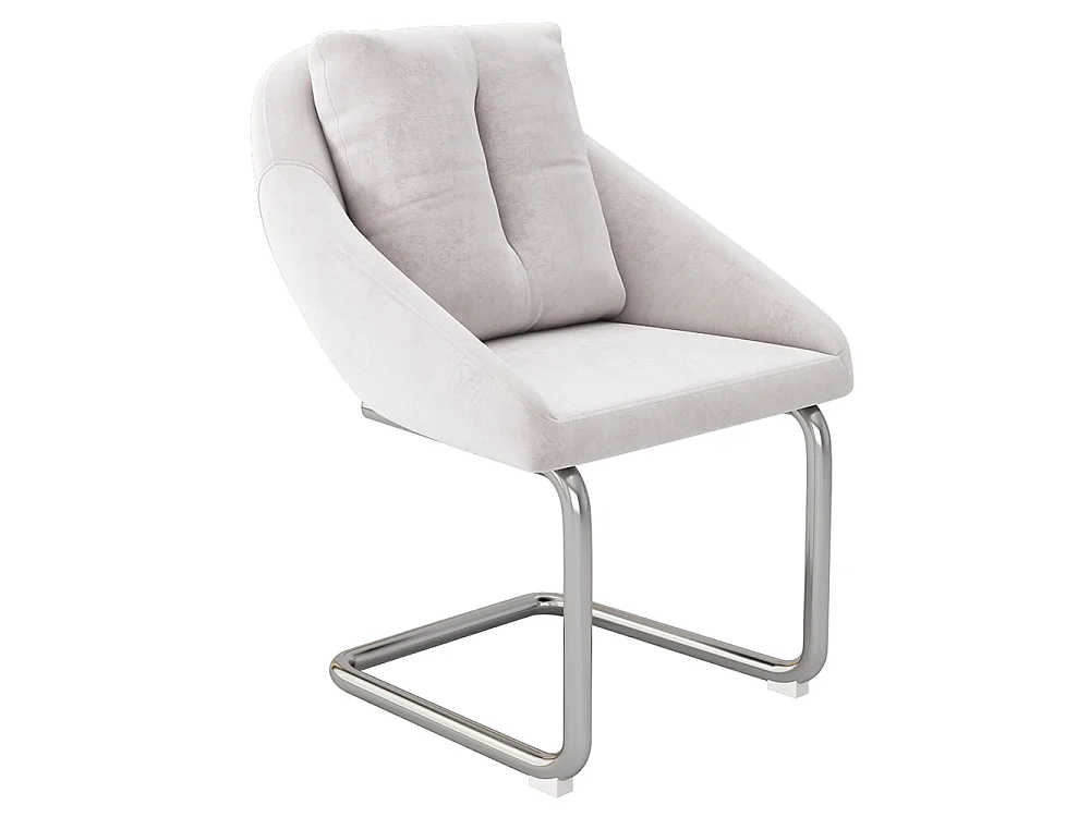 Chaises salle à manger - Lot de 2 - Piètement luge design - Velours beige - Dossier ergonomique - Pieds métal