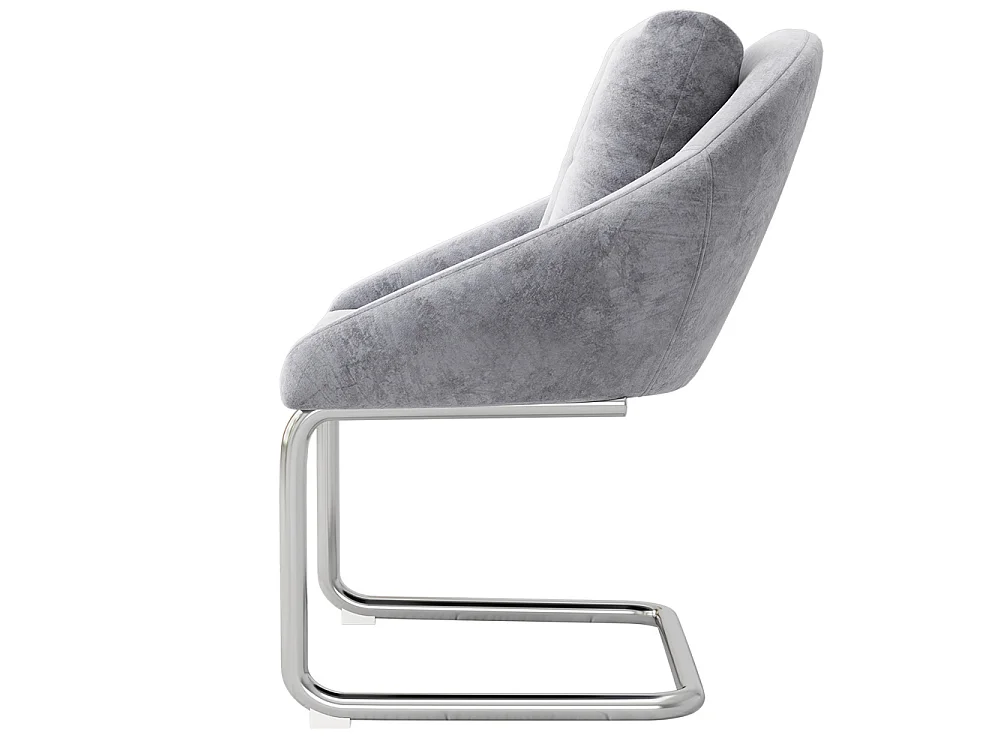 Chaises salle à manger - Lot de 4 - Piètement luge design - Velours gris - Dossier ergonomique - Pieds métal