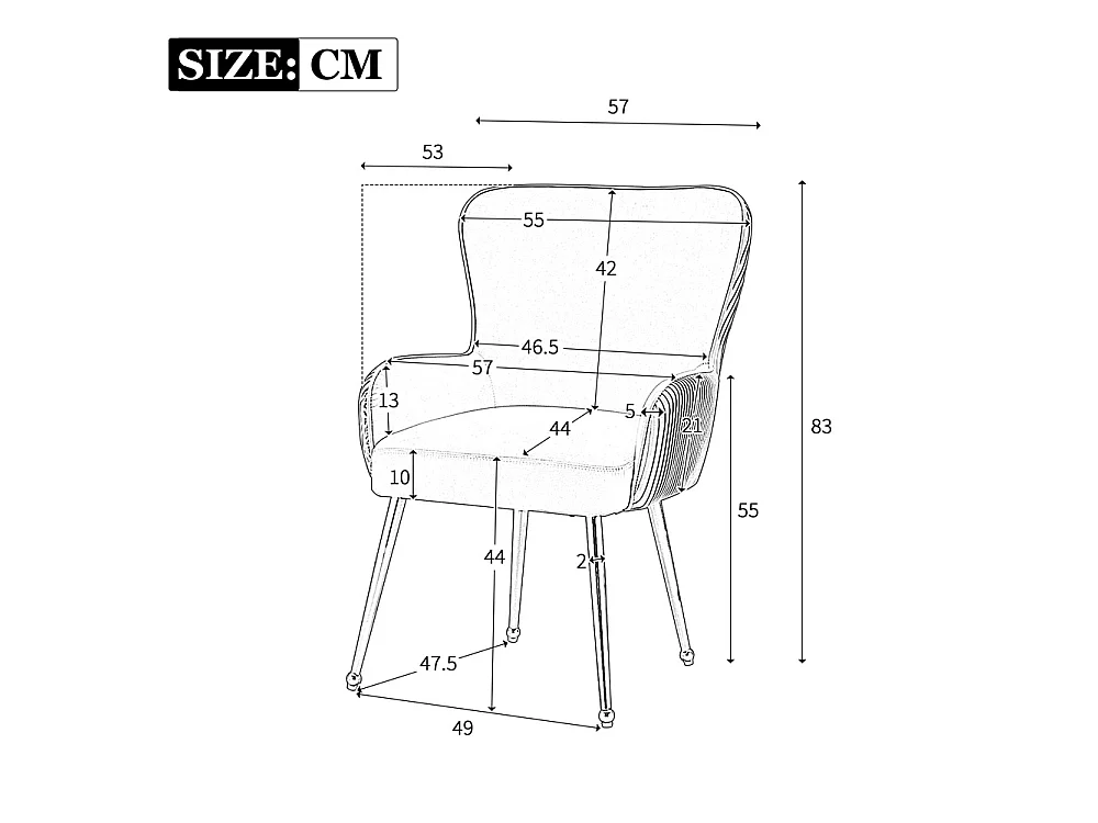 Lot de 6 Chaises de Salle à Manger avec Dossier et Accoudoir, Chaise de Salon Assise en Velours et Pieds en Métal Argenté, Beige