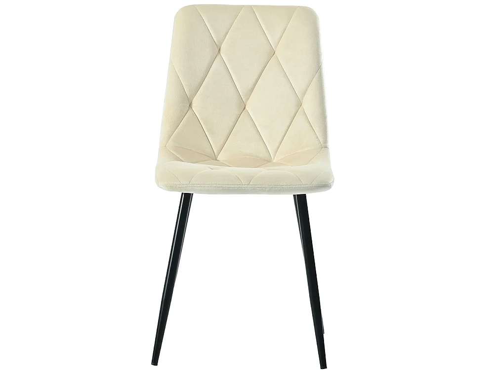 Lot de 4 chaises de salle à manger - Chaises en velours - dossier haut - pieds en acier - 45 Lx46 Px86 H cm - Beige