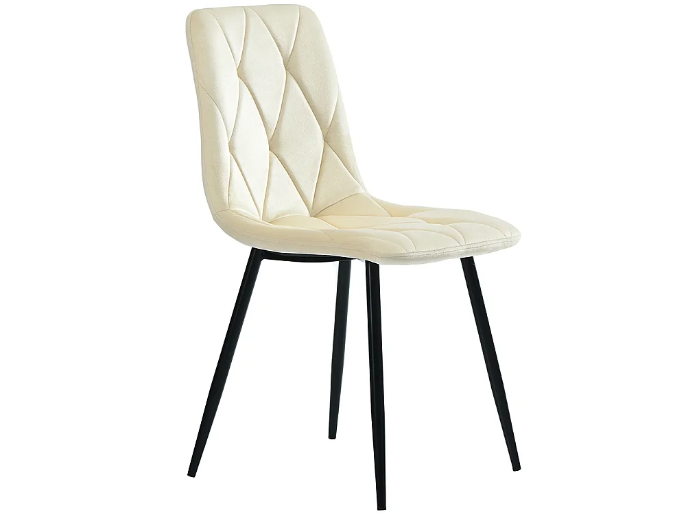 Lot de 4 chaises de salle à manger - Chaises en velours - dossier haut - pieds en acier - 45 Lx46 Px86 H cm - Beige