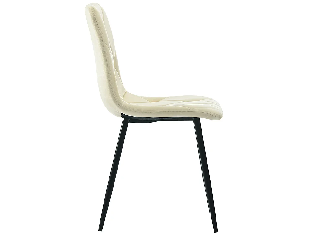 Lot de 4 chaises de salle à manger - Chaises en velours - dossier haut - pieds en acier - 45 Lx46 Px86 H cm - Beige