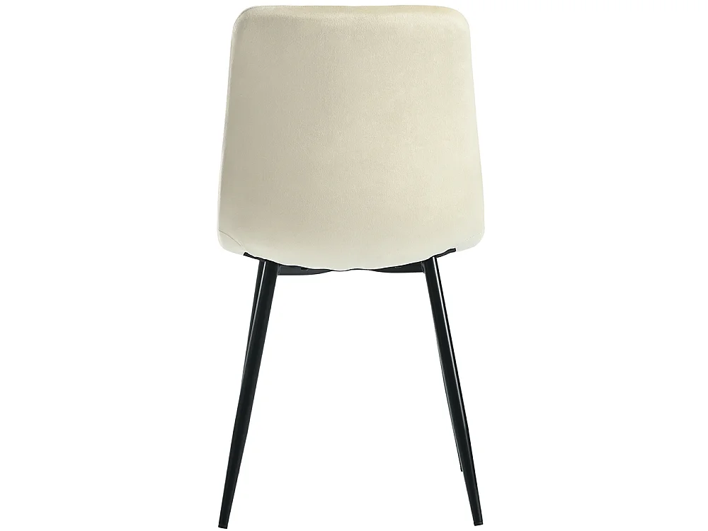 Lot de 4 chaises de salle à manger - Chaises en velours - dossier haut - pieds en acier - 45 Lx46 Px86 H cm - Beige