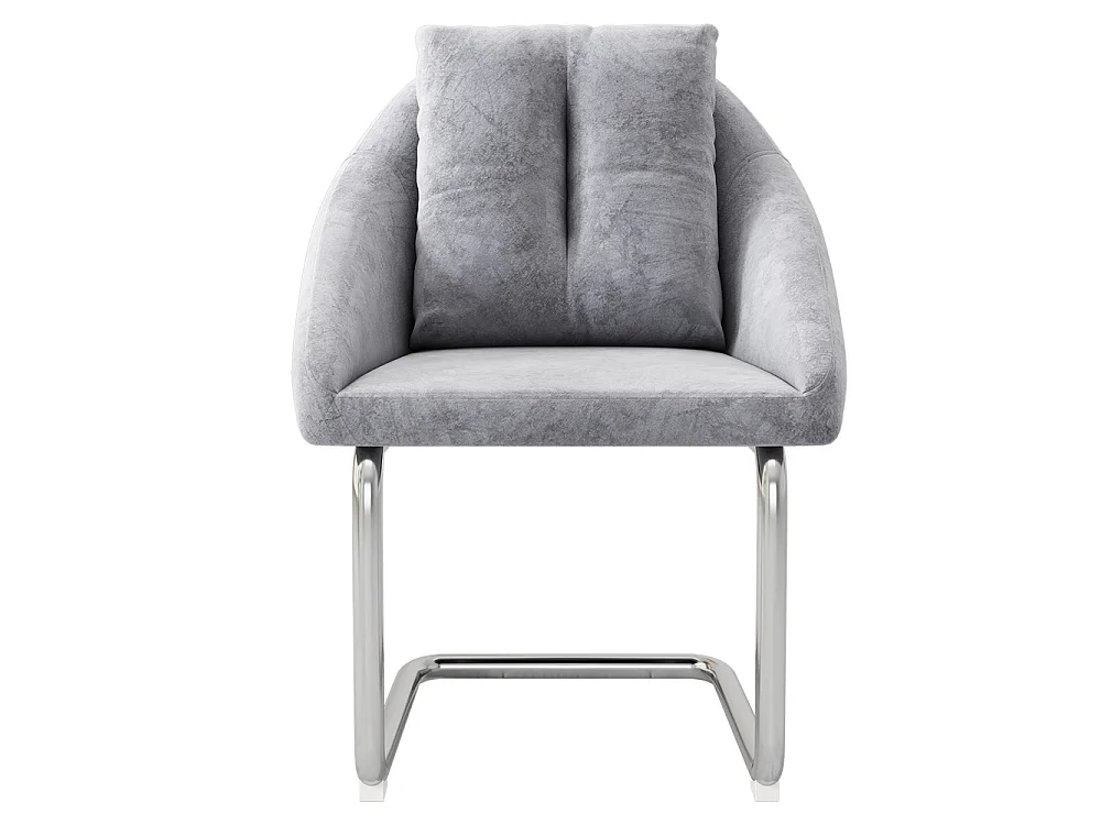 Chaises salle à manger - Lot de 2 - Piètement luge design - Velours gris - Dossier ergonomique - Pieds métal