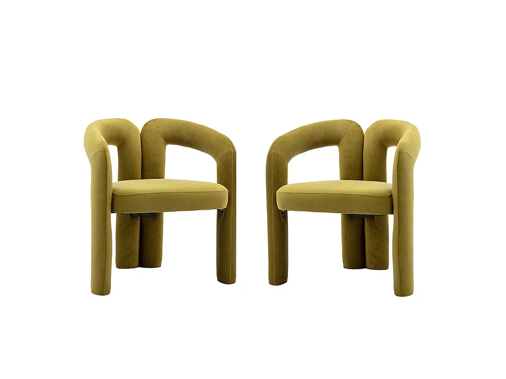 Lot de 2 Chaises de salle à manger - Chaises rembourrées - Fauteuils en Velours - Chaise de Cuisine Moderne pour Salon - Vert olive