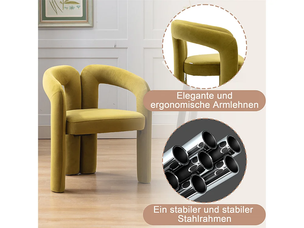 Lot de 2 Chaises de salle à manger - Chaises rembourrées - Fauteuils en Velours - Chaise de Cuisine Moderne pour Salon - Vert olive