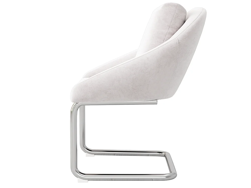 Chaises salle à manger - Lot de 6 - Piètement luge design - Velours beige - Dossier ergonomique - Pieds métal