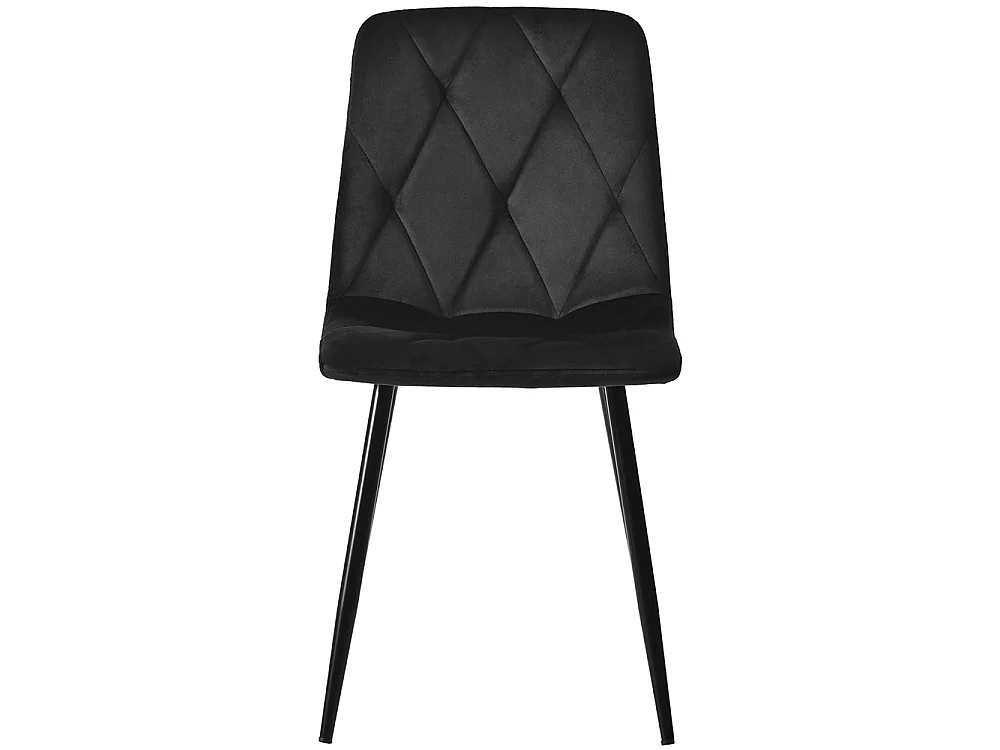 Lot de 4 chaises de salle à manger - Chaises en velours - dossier haut - pieds en acier - 45 Lx46 Px86 H cm - Noir