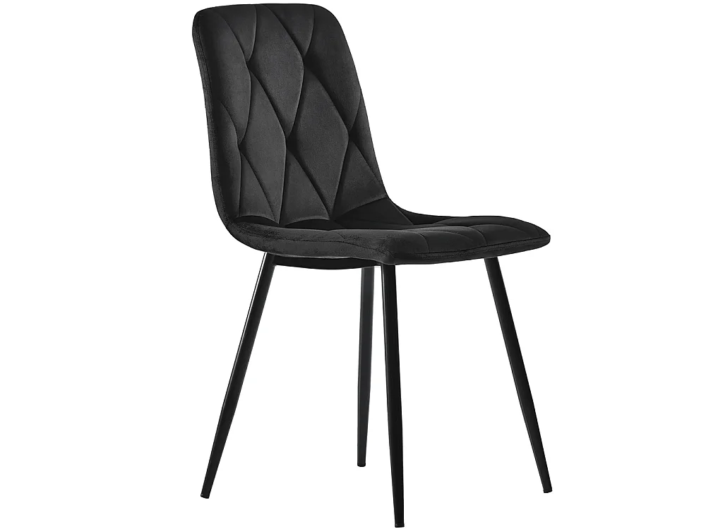 Lot de 4 chaises de salle à manger - Chaises en velours - dossier haut - pieds en acier - 45 Lx46 Px86 H cm - Noir