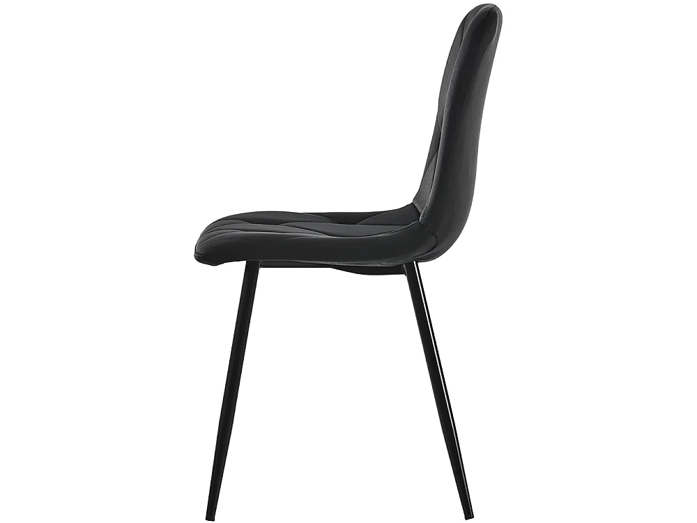Lot de 4 chaises de salle à manger - Chaises en velours - dossier haut - pieds en acier - 45 Lx46 Px86 H cm - Noir
